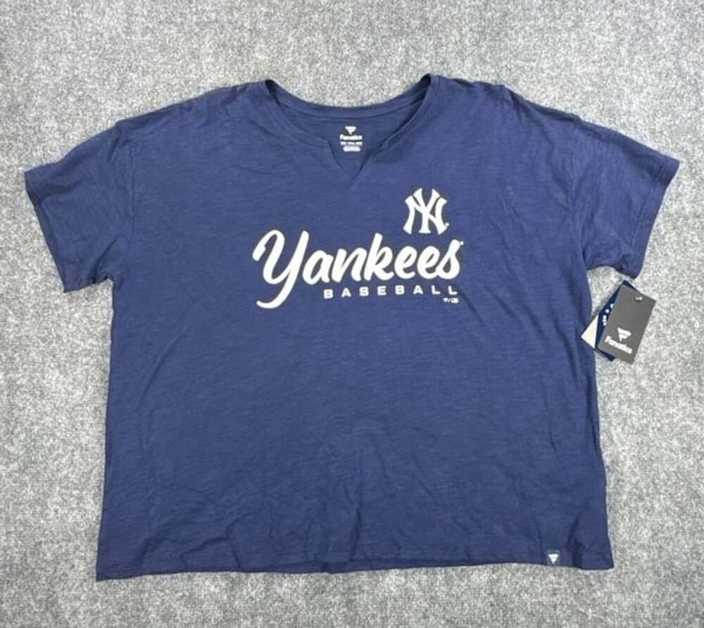 Fanatics Women's Navy New York Yankees Plus Size Notch Neck T-Shirt Size 2XL